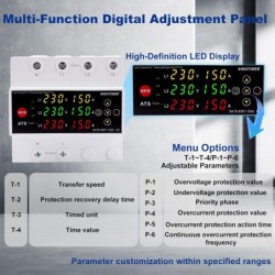 Comutator automat surse trifazat SINOTIMER SATS-936T-150A, 150A, 230/400V, ATS 3 surse (retea, invertor, generator), revenire L1